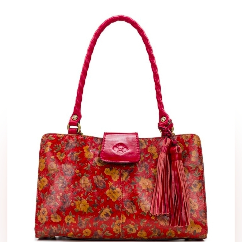 PATRICIA Nash Rienzo Satchel in Rosso Fiore red floral purse shoulder bag - Picture 2 of 16